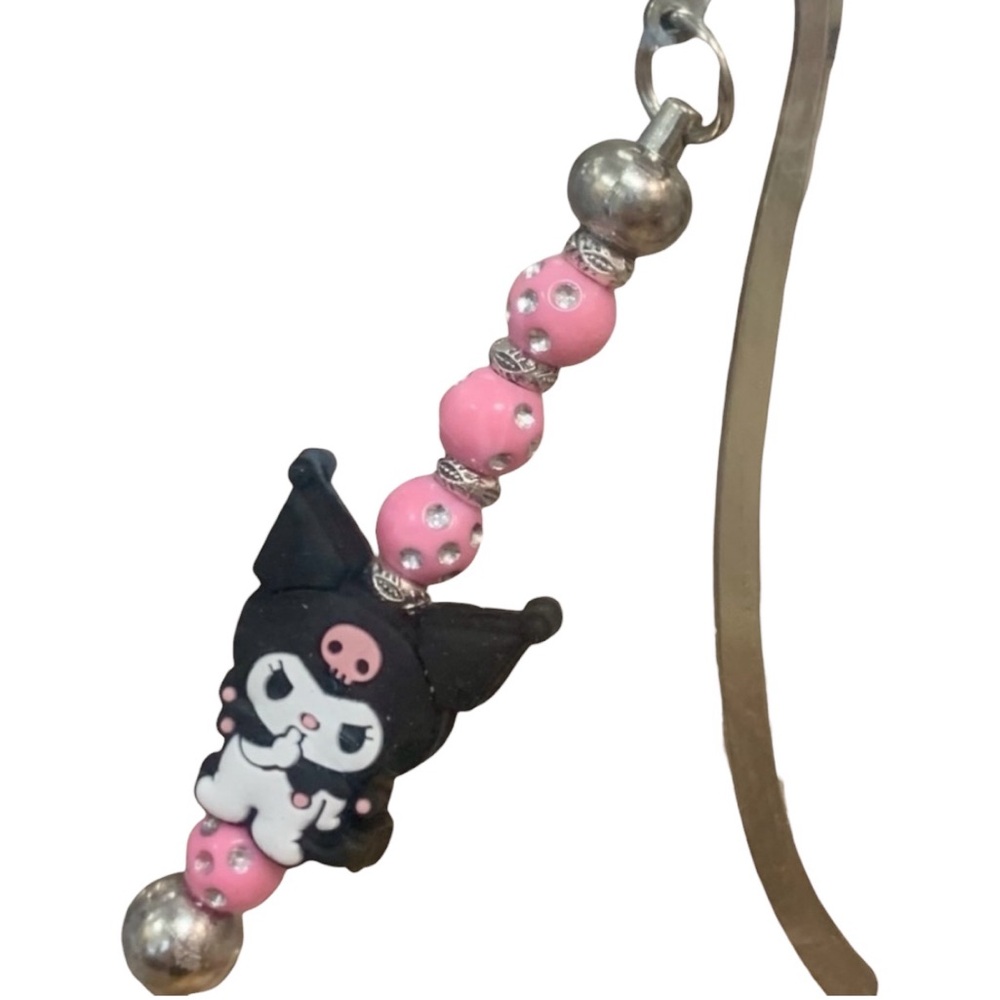 Cute Kuromi Beaded Bookmark with Pink Beads hello Kitty family Sanrio